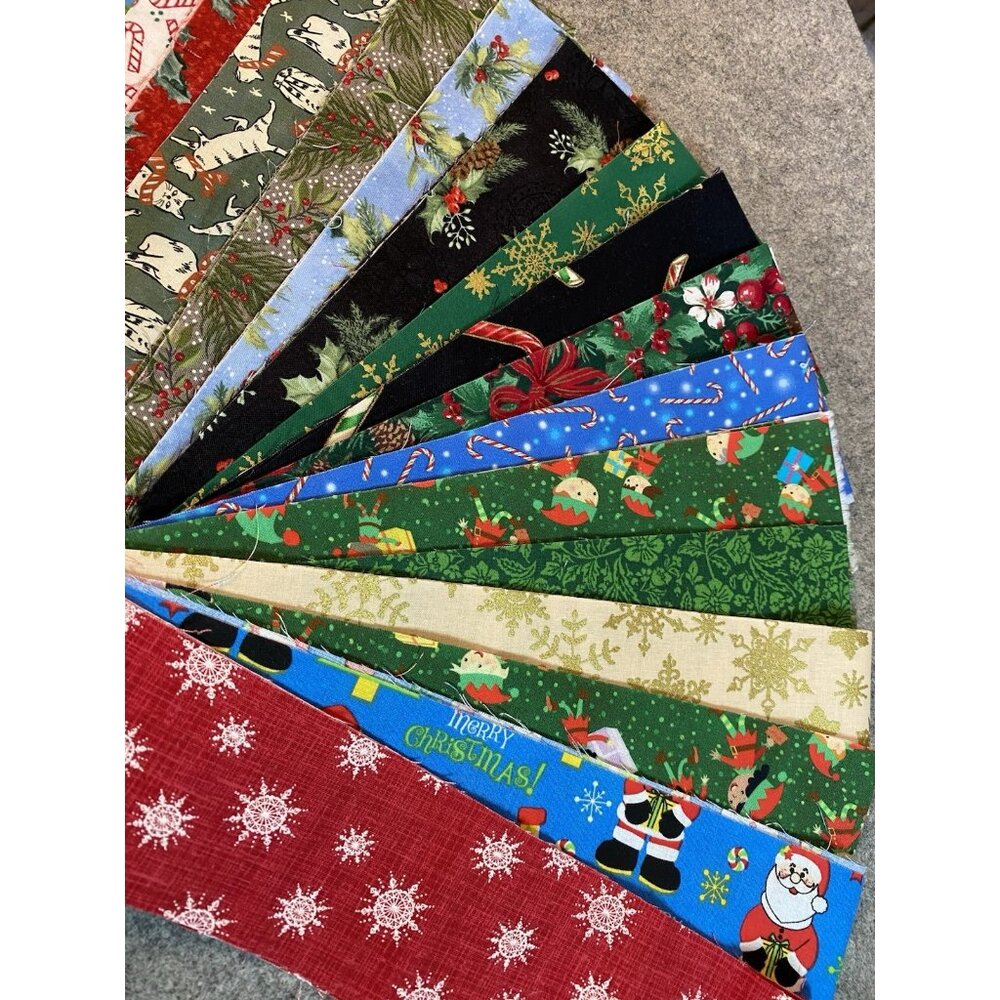 Cotton Christmas Fabric Strips jelly roll lot 20 pieces  2.5 x 42" ribbon - Picture 2 of 3